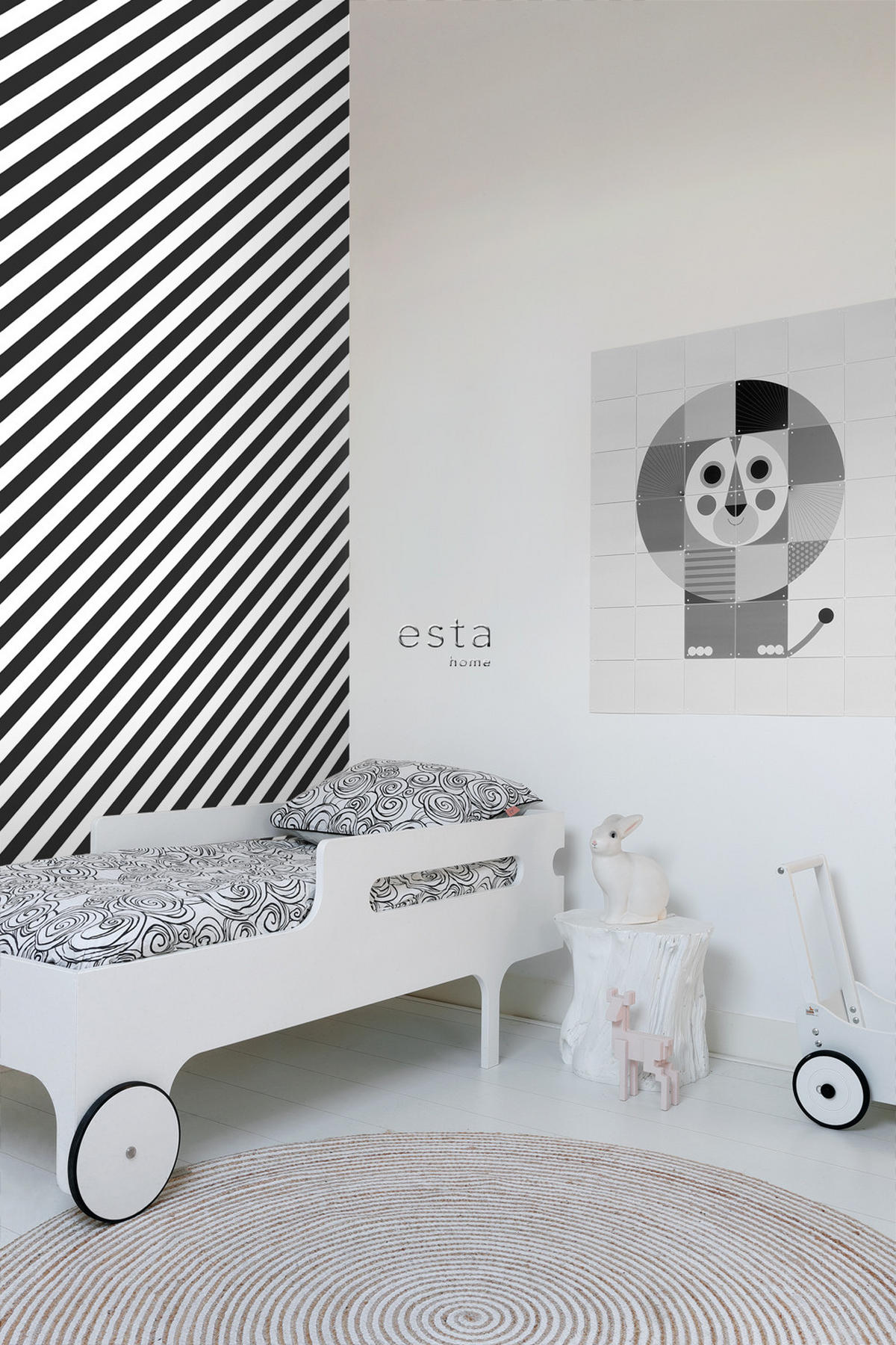 TAPETE Streifen 53 cm x 10.05 m - Schwarz, Papier (53/1000cm) - ESTAhome