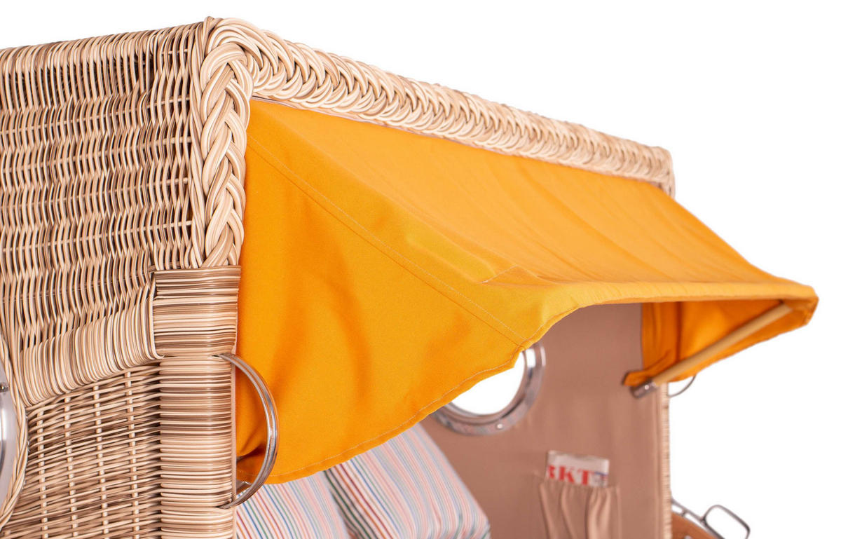 STRANDKORB XXL Baltikum mit Bullaugen - Gelb/Braun, Metall (170/170/95cm) - Mr. Deko