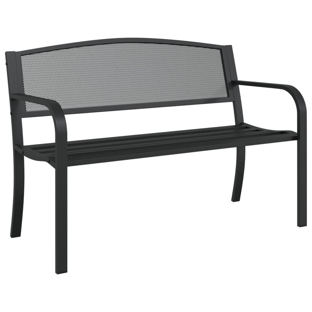 GARTENBANK 119 cm Schwarz Stahl - Schwarz, Metall (119/82/52cm) - furnicato