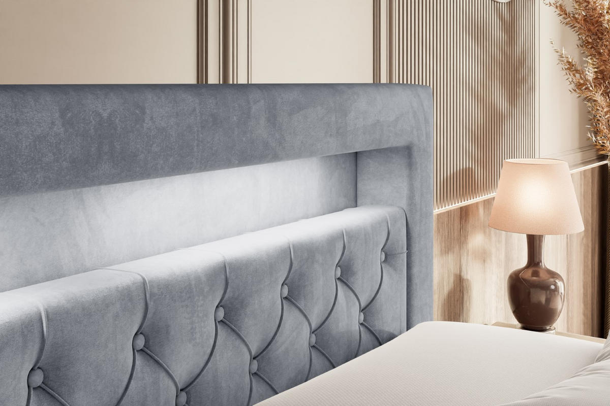 BOXSPRINGBETT NOEL GOLD KING - 180x200 - H3/H4 - Grau - Grau, Holzwerkstoff (180/200cm) - ALTDECOR