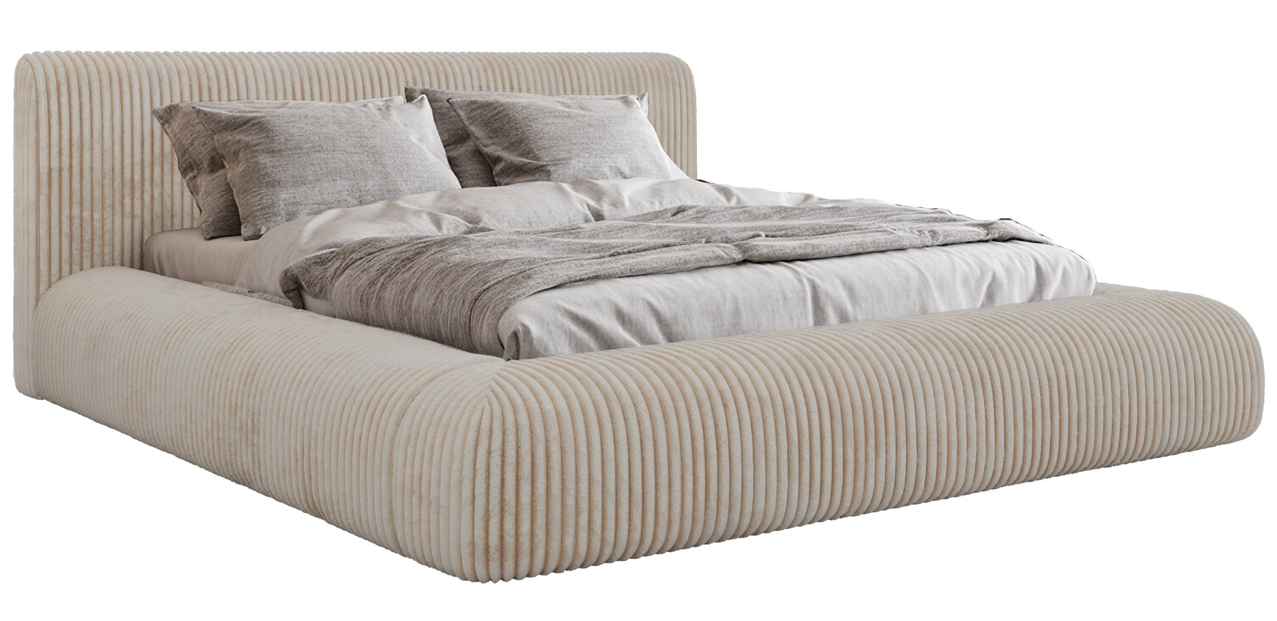 POLSTERBETT TILBEA CLASSIC 160/200 - Beige Cordstoff - ohne Matratze - Beige, Textil (160/200cm) - MKS