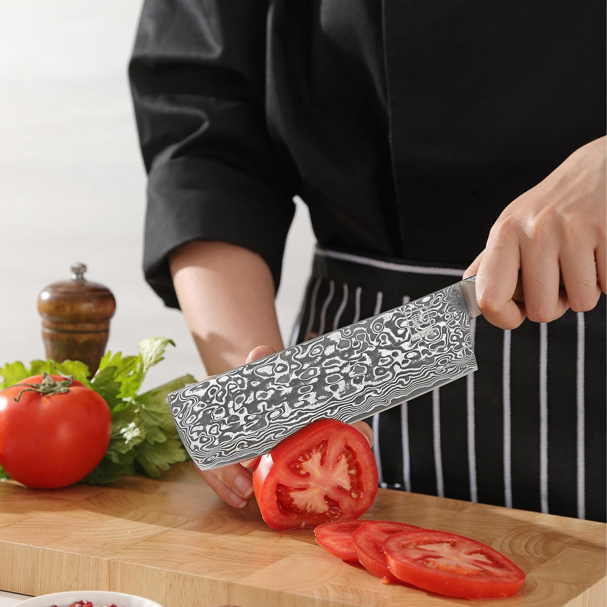 NAKIRIMESSER 17,5 cm - Birkefarben, Holz/Metall (32cm) - Zayiko