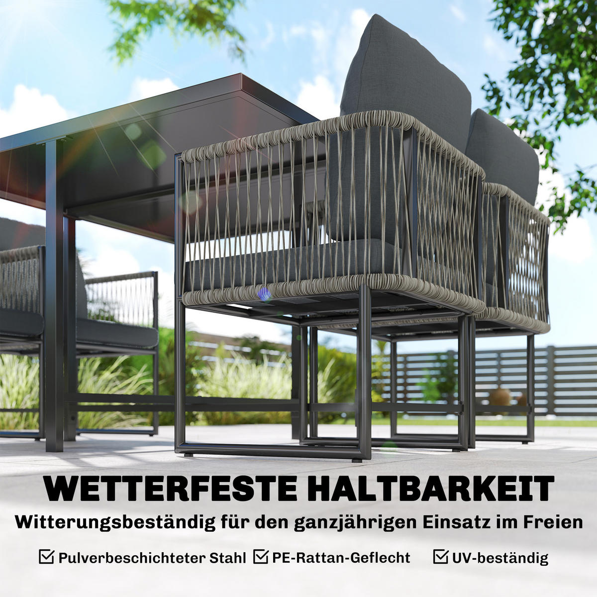 GARTENMÖBEL-SET Grau 108.0/108.0/72.5cm - Grau, Metall