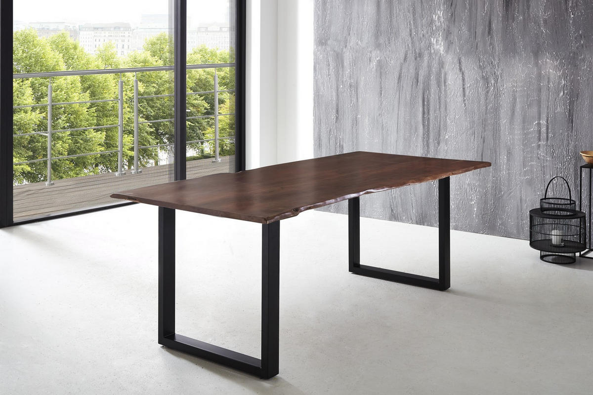 ESSTISCH LUBIN - Schwarz/Braun, Holz/Metall (100/220/77cm) - SAM