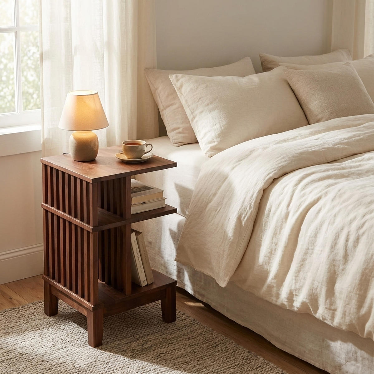 NACHTTISCH Celine 2er Set, Walnuss - Braun, Holz (37.5/65/37.5cm) - WOODEK