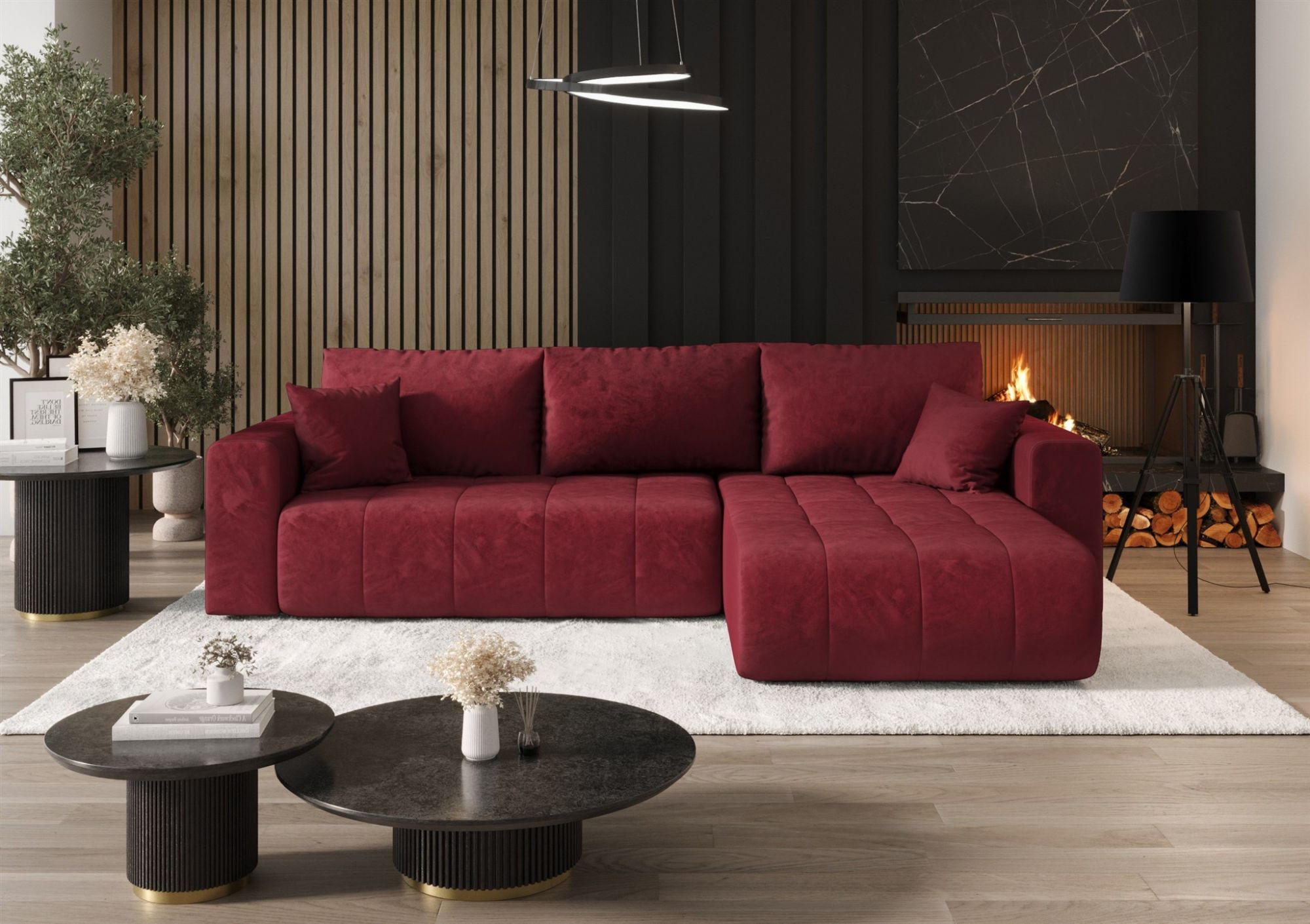 ECKSOFA Camila - Rot, Holzwerkstoff/Textil (280/185cm) - Fun Möbel