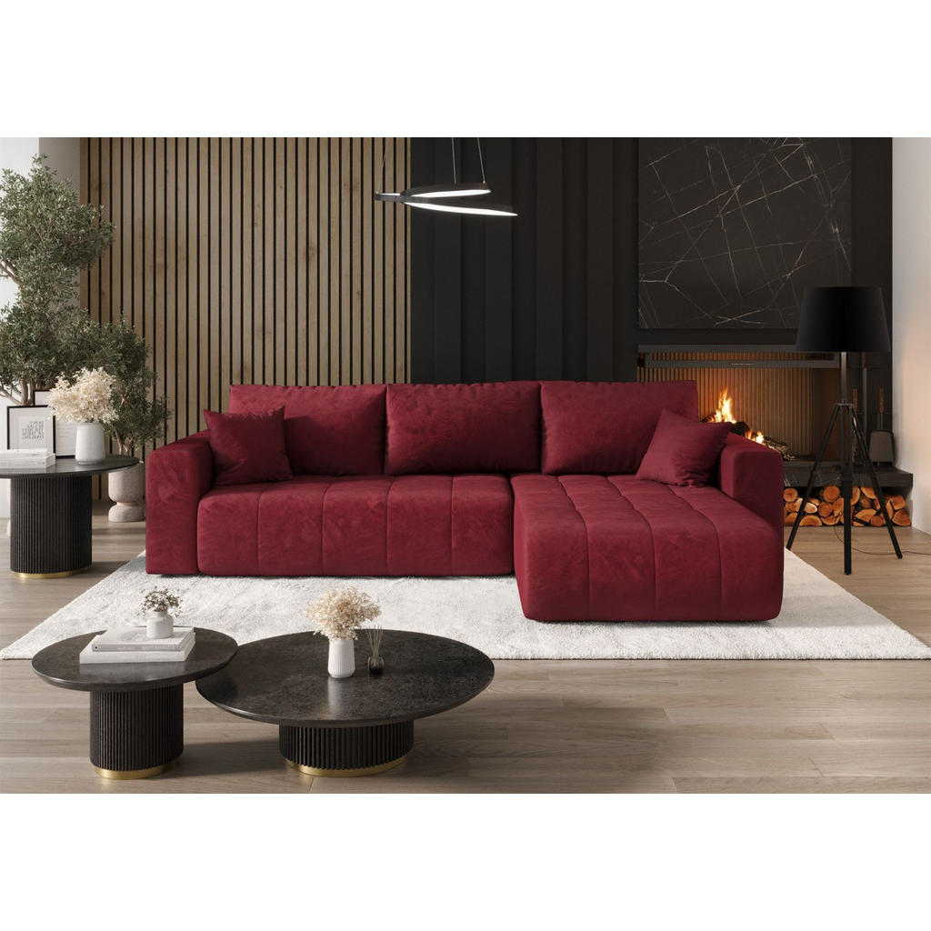 Thumbnail - Fun Möbel Ecksofa, Rot, Textil, Ottomane rechts, 280x185 cm, Wohnzimmer, Sofas & Couches, Wohnlandschaften, Ecksofas