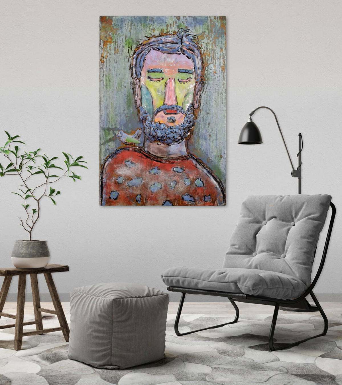 METALLBILD Bunt 60/90 cm - Multicolor, Metall (4/90cm) - KUNSTLOFT