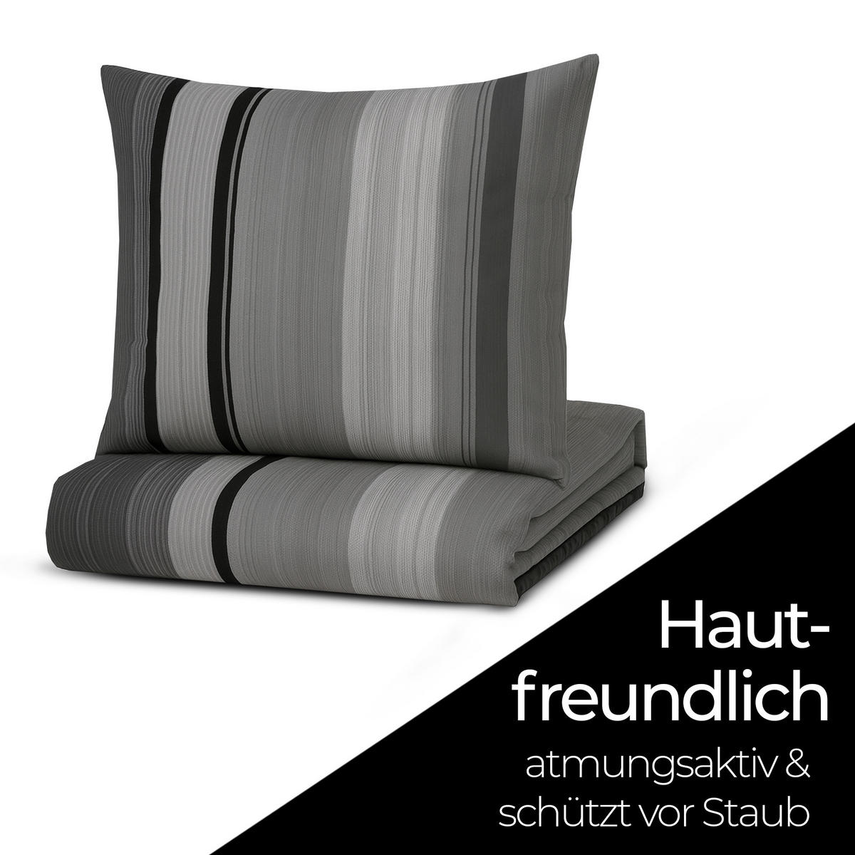 BETTWÄSCHE-SET (135x200cm) - Ameland - Dunkelgrau, Textil (135/200cm) - Bestlivings