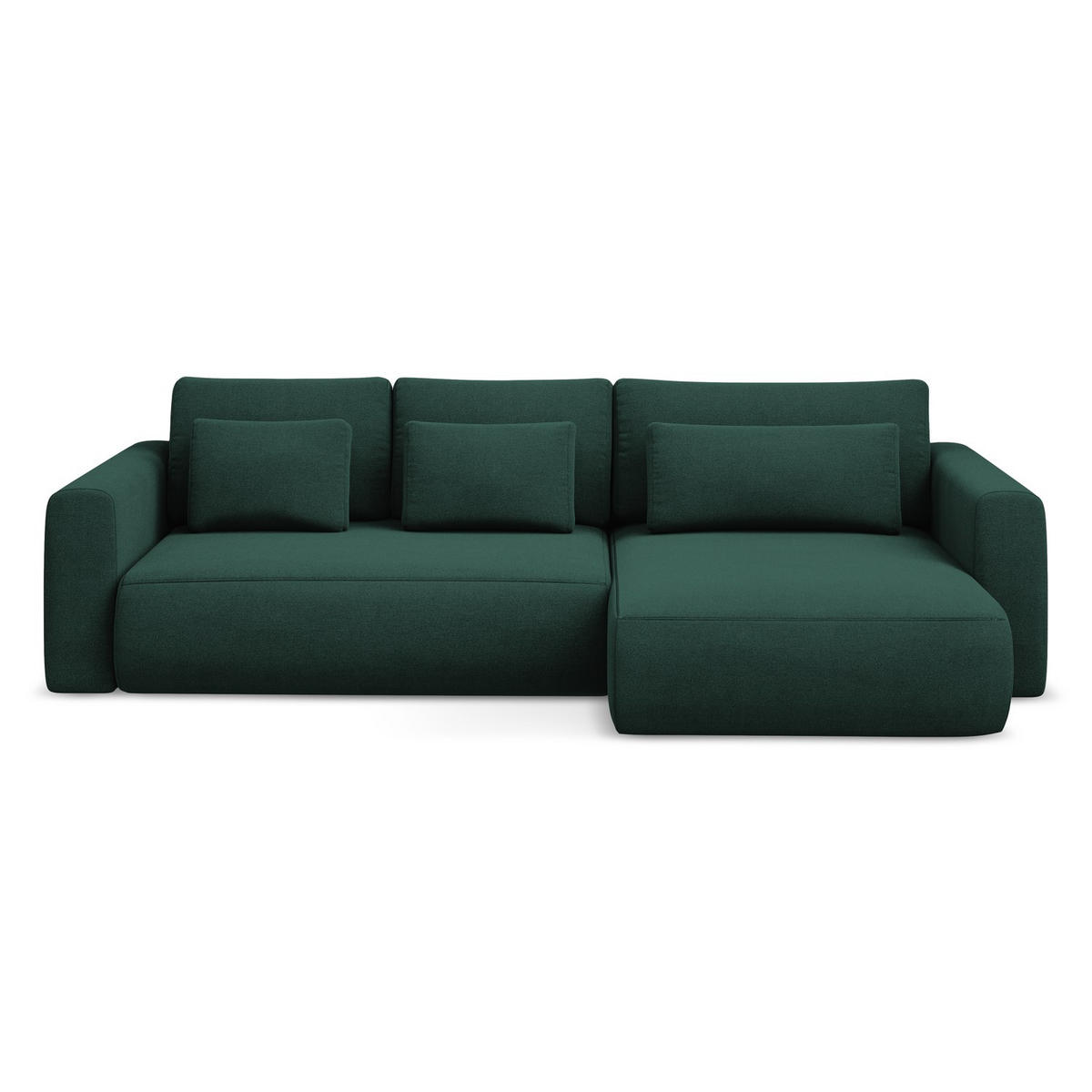 ECKSOFA mit Schlaffunktion Strukturstoff Stoff Grün - Dunkelgrün/Schwarz, Kunststoff/Textil (278/149cm) - LaMiaSofa