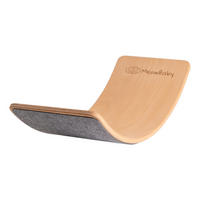 BALANCIERBRETT mit Filz für Kinder 80x30cm, Natur Balance Board, Grau Melange - Naturfarben/Grau, Holz (30/18/80cm) - MeowBaby