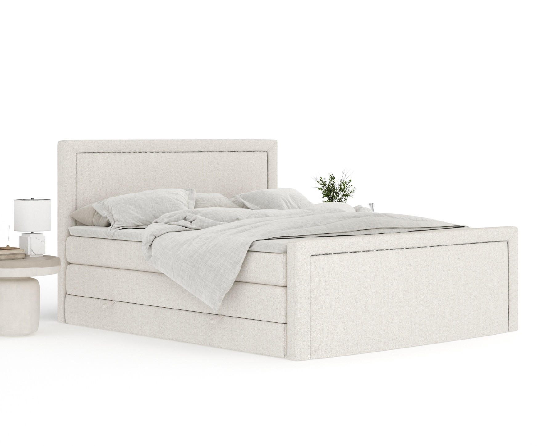 Thumbnail - Maison de Reve Boxspringbett, Beige, Textil, Buche, Kiefer, H3 + H4, 7-Zonen, Höhe ca. 40 cm, 160x200 cm, Handmade in Eu...