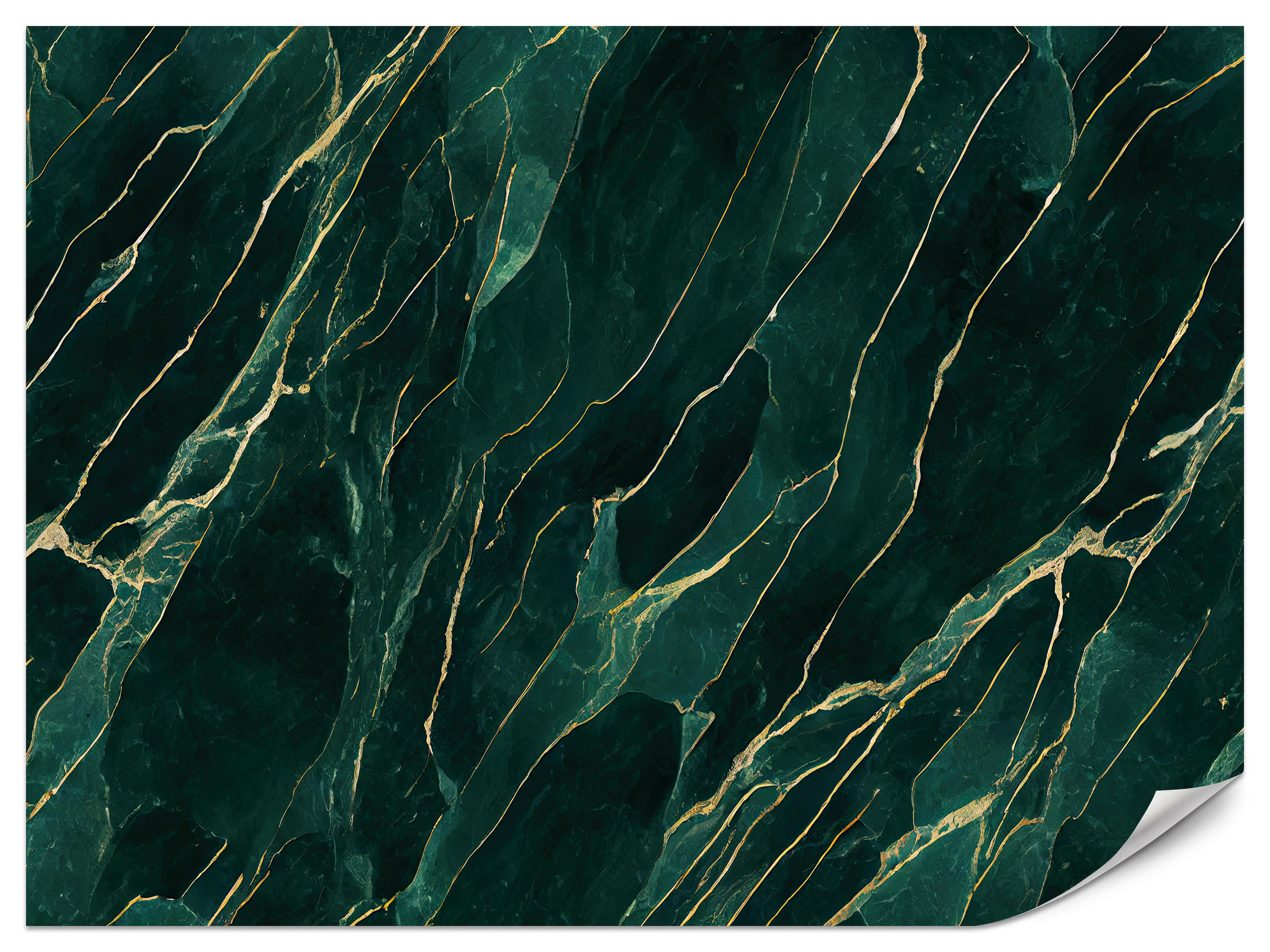 FOTOTAPETE für Wohnzimmer Eleganter Grüner Marmor Goldimitation 250x175 - Türkis/Grün, Papier (250/175cm) - Muralo