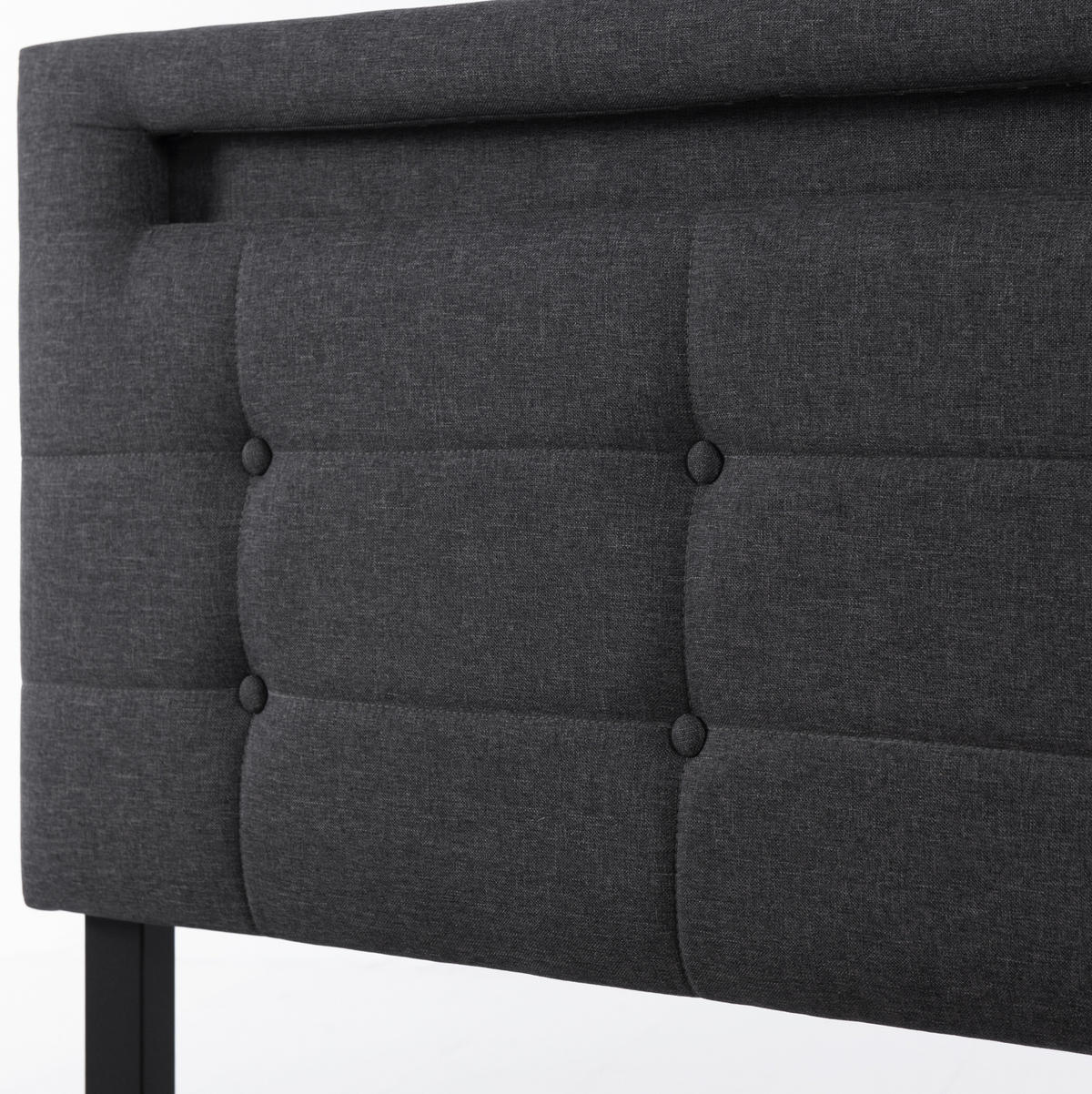 POLSTERBETT mit LED und 4 Schubladen 140x200 cm Leinen Grau inkl. Matratze - Grau, Metall (140/200cm) - Meubliv