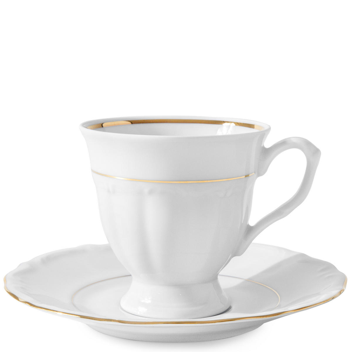 KAFFEESERVICE Chodziez MARIA TERESA 21-tlg Porzellan mit Goldrand, Weiß / Gold - Goldfarben/Weiß, Keramik (8/8/8cm) - KONSIMO®