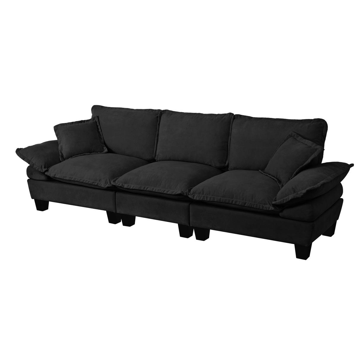 3-SITZER Sofa 263/82/90 cm mit geschwungenen Armlehnen und modularer Form, Chenille, Schwarz - Schwarz, Textil (263/90/82cm) - Redom