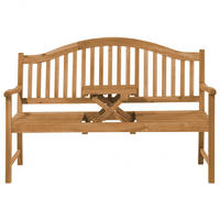 GARTENBANK Akazienholz hellbraun aufklappbarer Abstelltisch 150 cm Hilo - Hellbraun, Holz (150/102/54cm) - Beliani