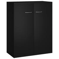 SIDEBOARD mit 1 Schublade, 2 Türen 60/36/75 cm aus Holzwerkstoff Schwarz - Silberfarben/Schwarz, Holz/Metall (60/75/30cm) - vidaXL