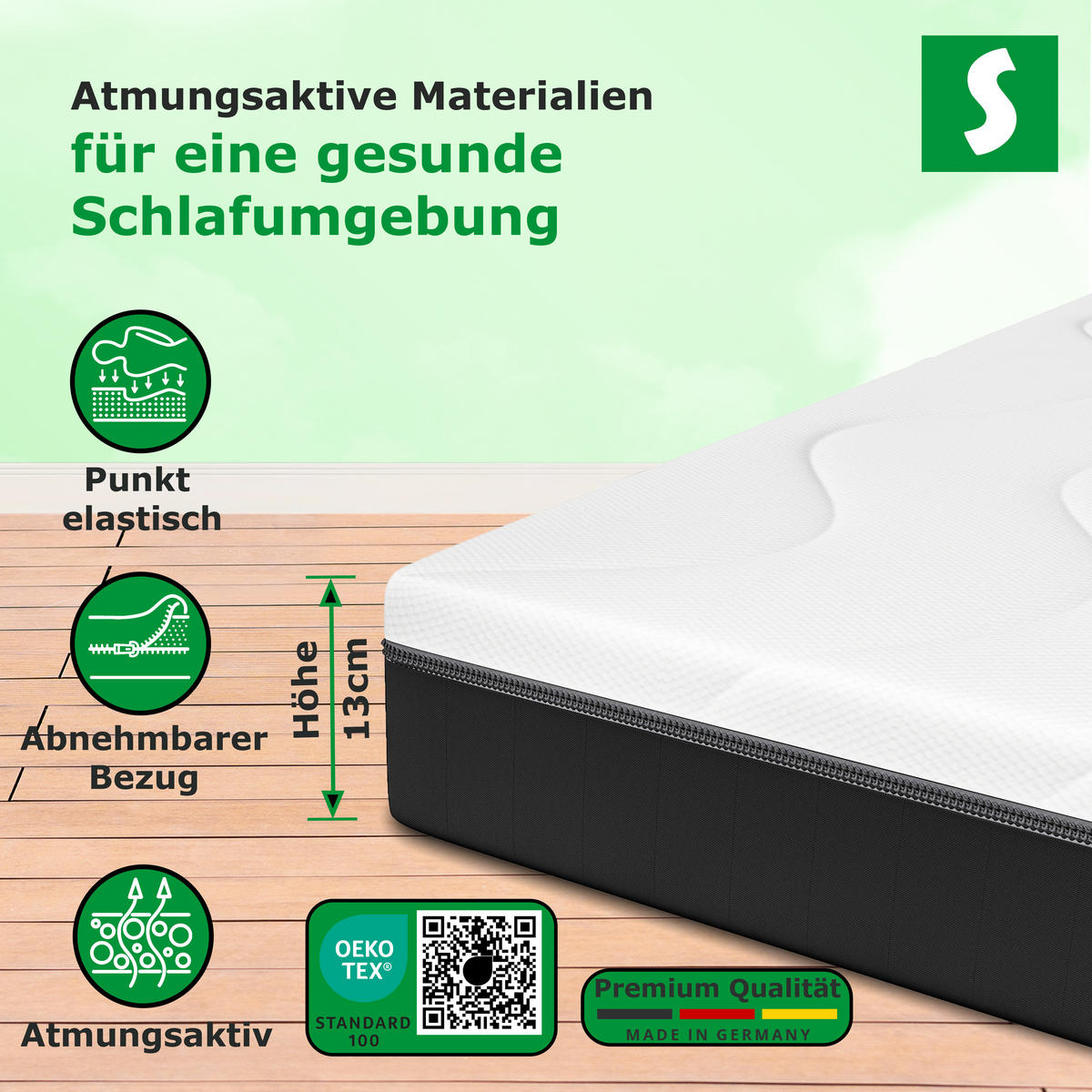 MITTELFEST Komfortable Kaltschaummatratze Öeko-Tex Zertifiziert 160 x 200 cm - Weiß, Textil (160/200cm) - Schlaftroll