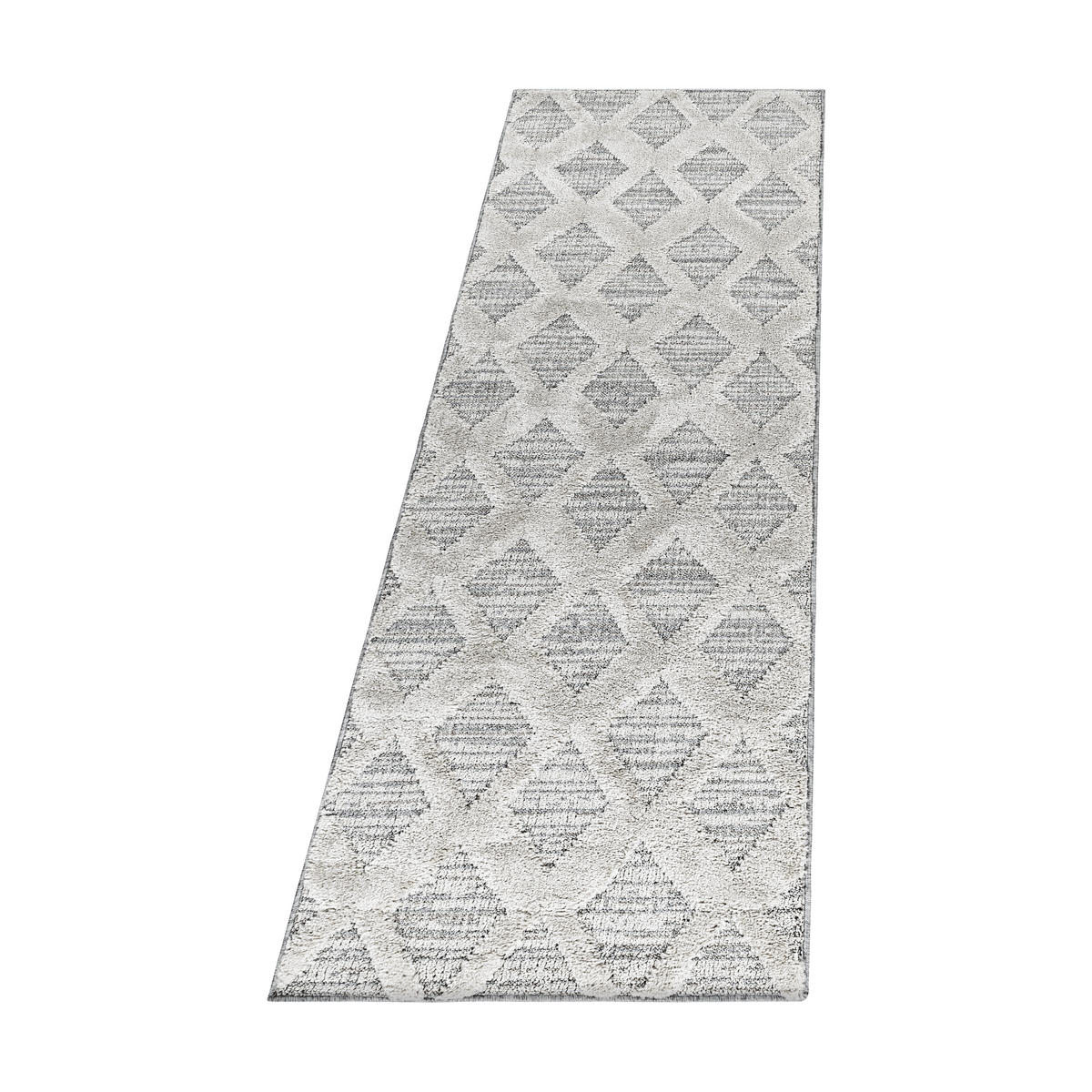 TEPPICH Hochflor Hoch-Tief Boho-Muster Polypropylen Wohnzimmer Grau Läufer 80x250 - Grau, Textil (80/250cm) - KADIMA DESIGN