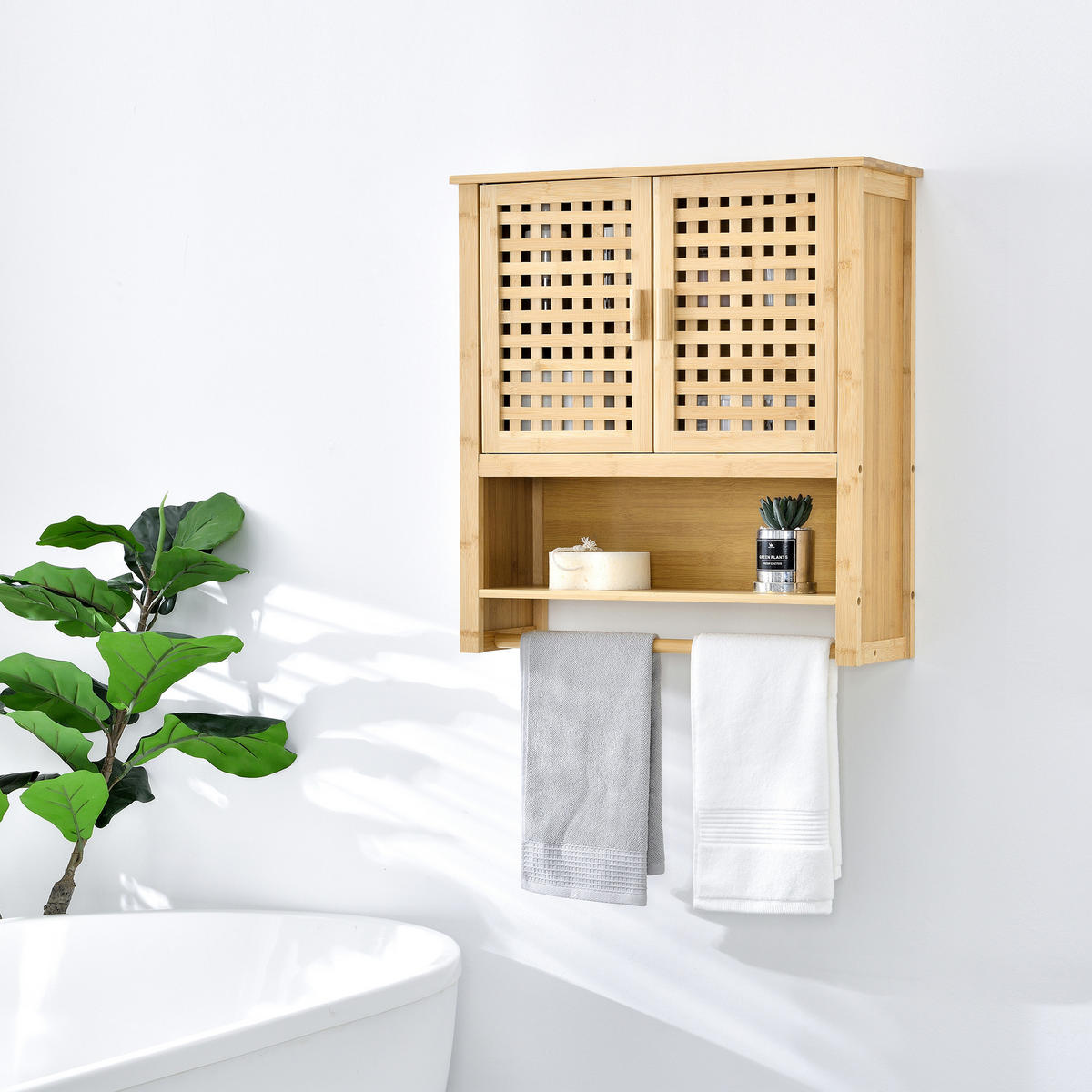 HÄNGESCHRANK Borlänge - Naturfarben, Holz (62/66/20cm) - [en.casa]