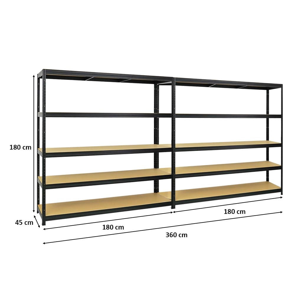 SCHWERLASTREGAL Giant Elephant 2er-Set mit 2x 180x180x45 cm Fachlast 200 kg Schwarz - Schwarz, Metall (360/180/45cm) - PROREGAL