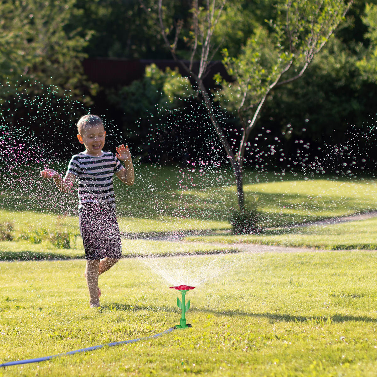 6XSPRINKLERBLUME - Multicolor, Kunststoff (10/34/10cm) - Relaxdays