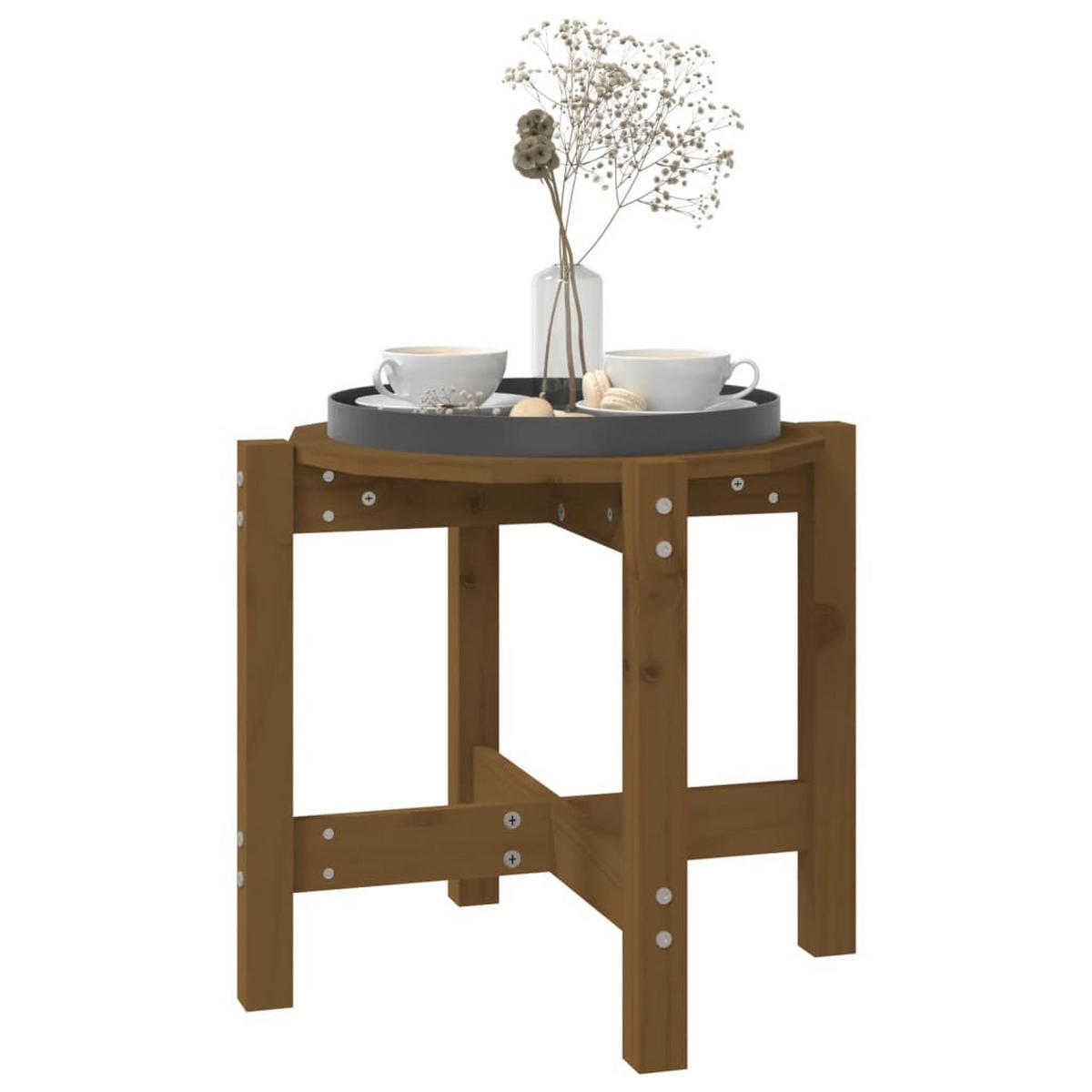 COUCHTISCH Honigbraun Ø 52,5x45 cm Massivholz Kiefer - Braun, Holz (52.5/52.5/45cm) - furnicato