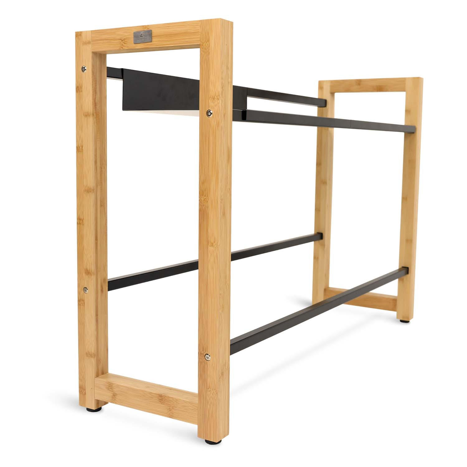 GETRÄNKEKISTENREGAL inkl. Ablage - Bambus / Schwarz - 4 Kisten - Naturfarben, Holz (106/71/32cm) - holz4home