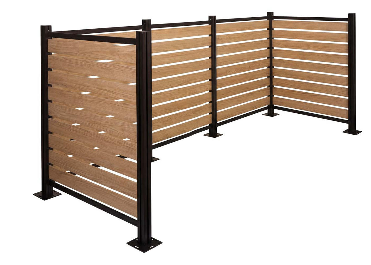 MÜLLTONNEN-ZAUN Alu 130x300x110cm Hellbraun - Hellbraun, Metall (300/130/110cm) - PROREGAL