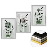 WANDBILDER 3er Set - 40x60 cm Silberner Rahmen - Boho-Pflanzenkompositionen - Silberfarben, Kunststoff (40/60cm) - ArtPrintCave