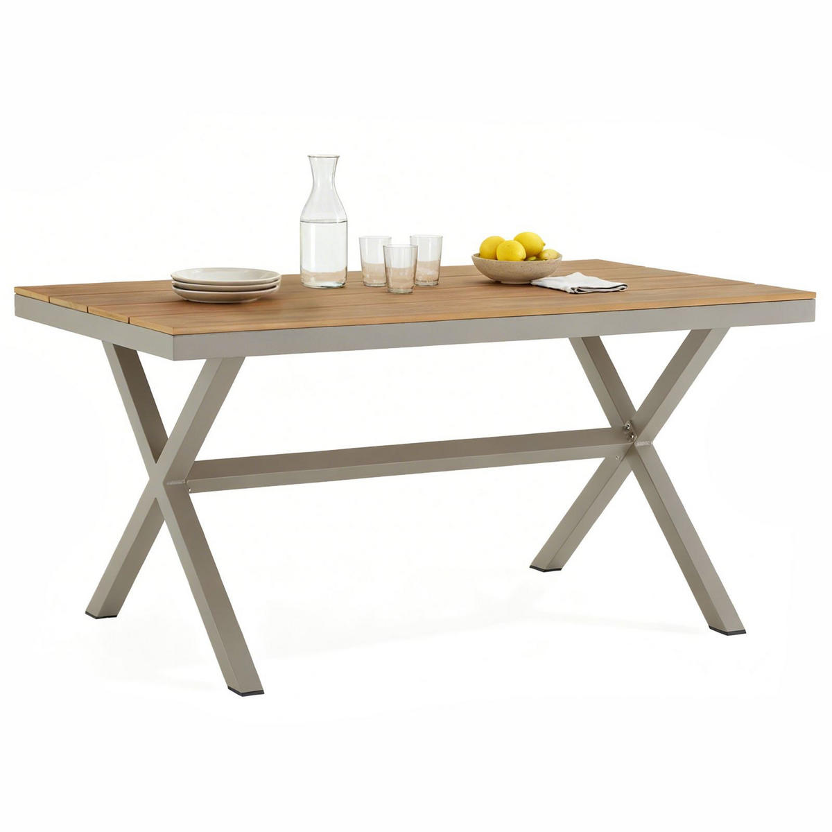 GARTENTISCH WINDY grau/braun - Braun/Grau, Metall (90/150/75cm) - IDIMEX