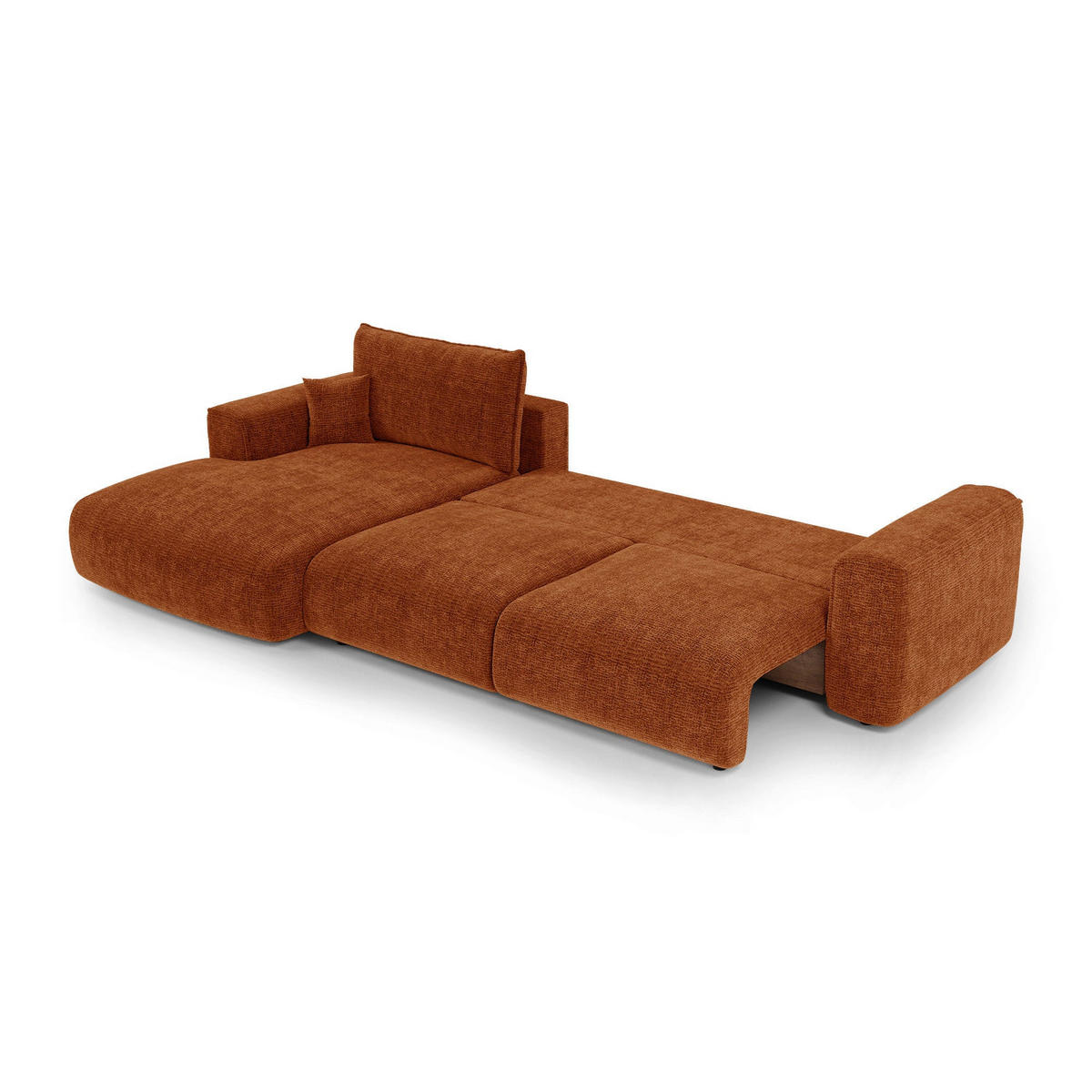 LINKSECK-SCHLAFSOFA mit Stauraum COMO Kettgewebe mit weichem Griff Terrakotta 297cm - Dunkelorange/Terracotta, Textil (297/167cm) - Premium Interiors