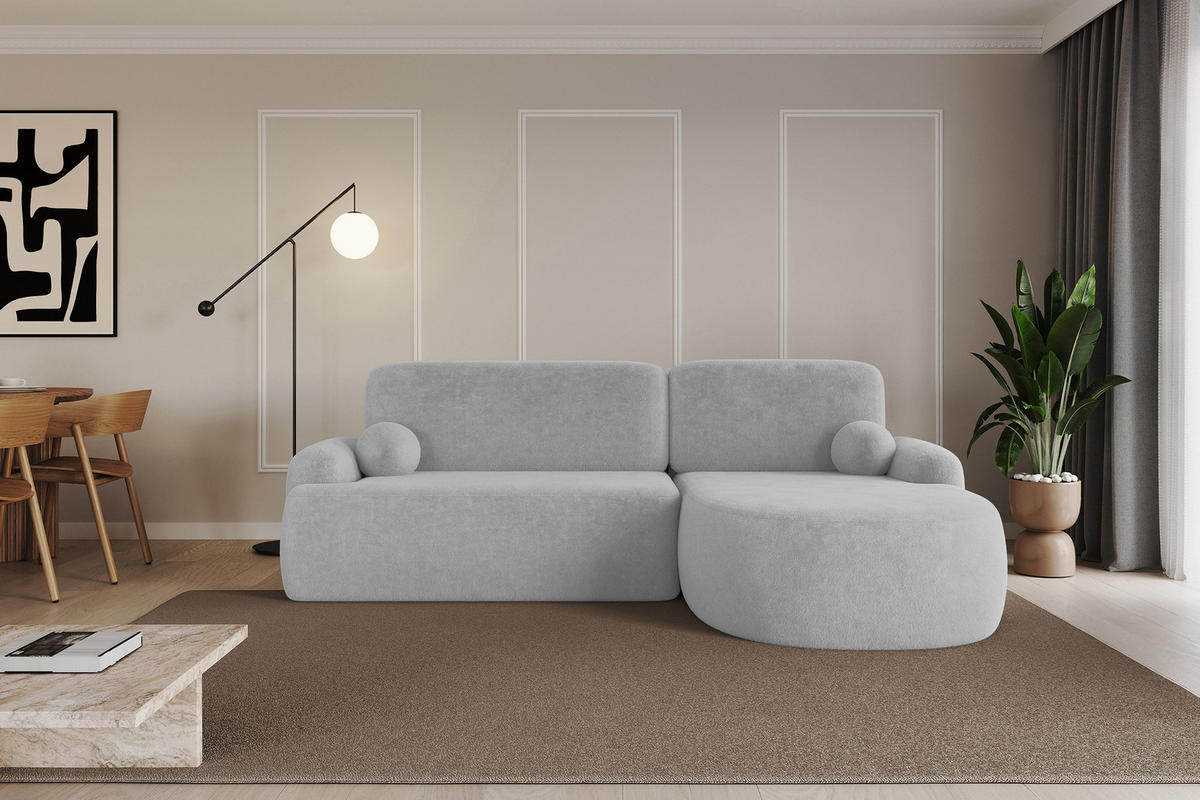 ECKSOFA mit Schlaffunktion und Bettkasten LIRA-L - 264x172x89 Grau - Grau, Holzwerkstoff/Textil (172/264cm) - ALTDECOR