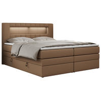 BOXSPRINGBETT GOLD-5 KING LED 200/200 Braun Kunstleder - H3 - Braun, Holz/Textil (200/200cm) - MKS