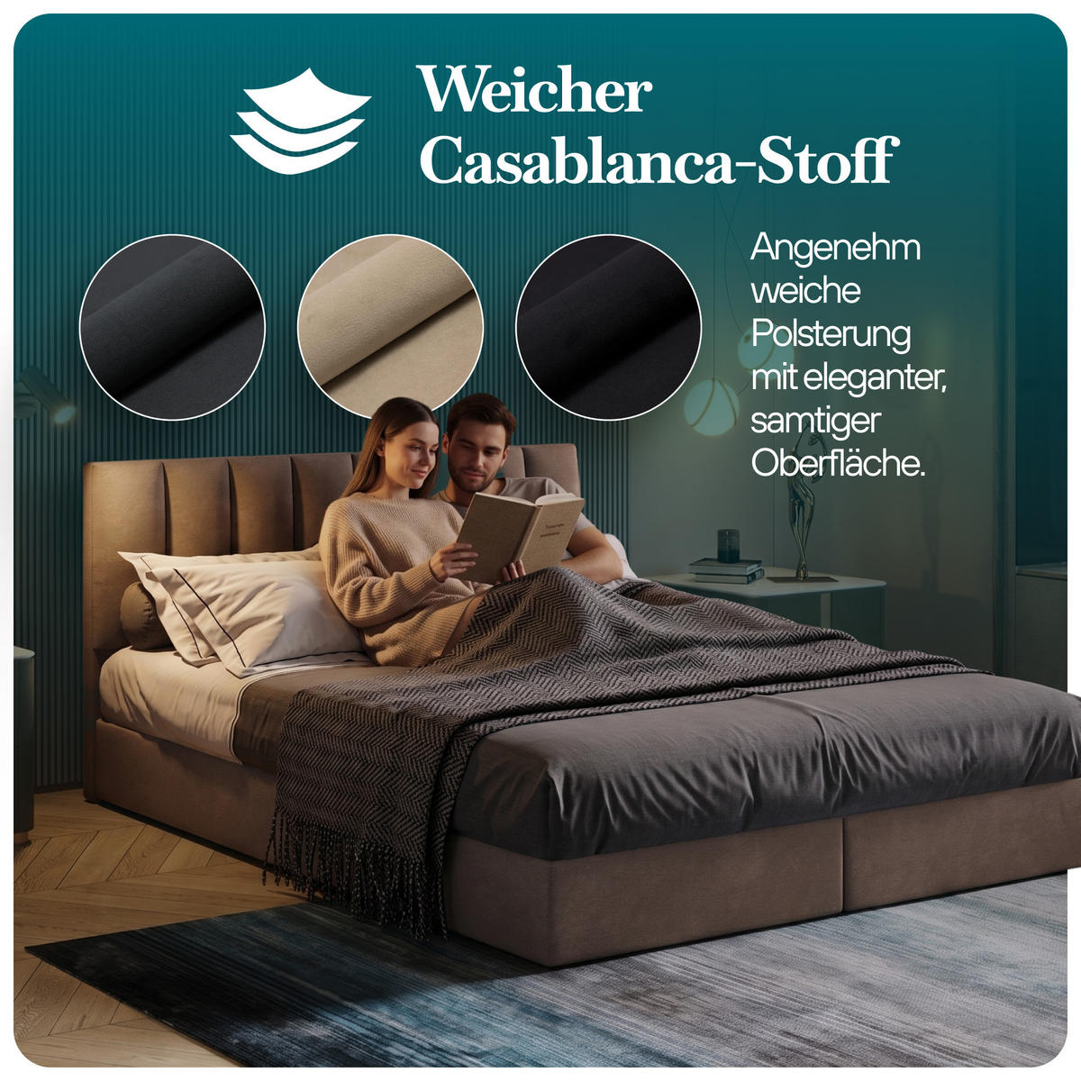 BOXBETT 200 x 200 cm mit Bonellmatratze H3, CITY, Elegant gestepptes Kopfteil und Topper 5cm, Bettkasten, Grau - Grau, Holzwerkstoff/Kunststoff (200/200cm) - Trada