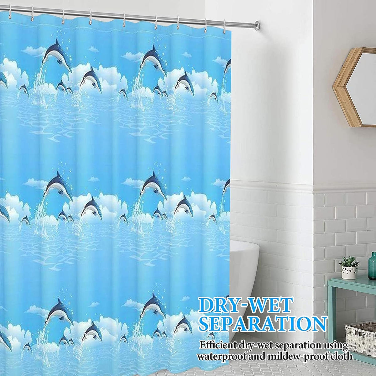 DUSCHVORHANG Blau wasserdicht schimmelresistent fürs Badezimmer und Bad - Blau, Kunststoff (200/180cm) - MCBOSON