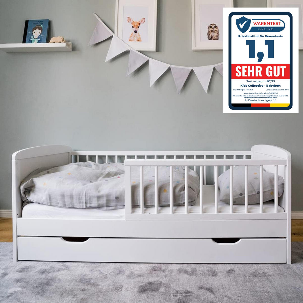 KINDERBETT 140x70 cm mit Schublade in weiß - Weiß, Holz (70/140cm) - Kids Collective