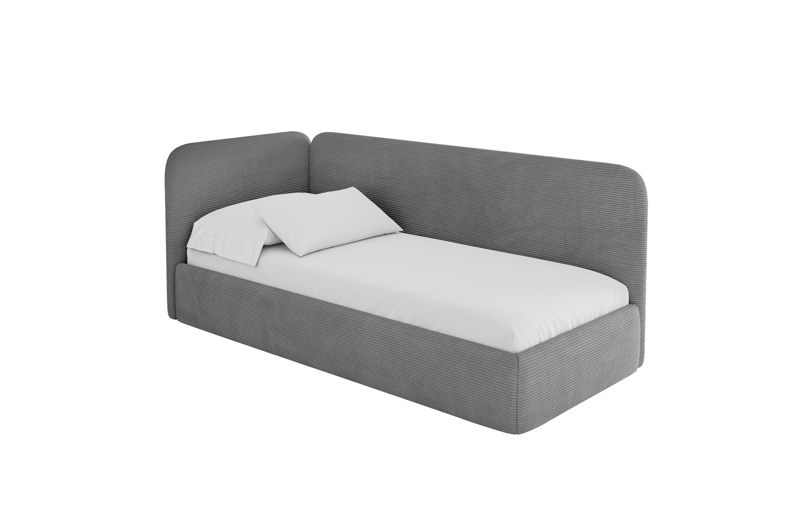 EINZELLBETT Jugendbett mit Bettkasten und Matratze H3/H4, Rechts - ELSY 90x200 Dunkelgrau - Schieferfarben, Holzwerkstoff/Textil (90/200cm) - ALTDECOR