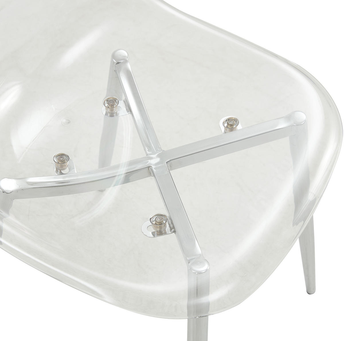 ESSZIMMERSTUHL 4er-Set 83 cm Kunststoff Transparent Metallbeine Silber - Silberfarben, Metall (45.7/83/44cm) - Meubliv