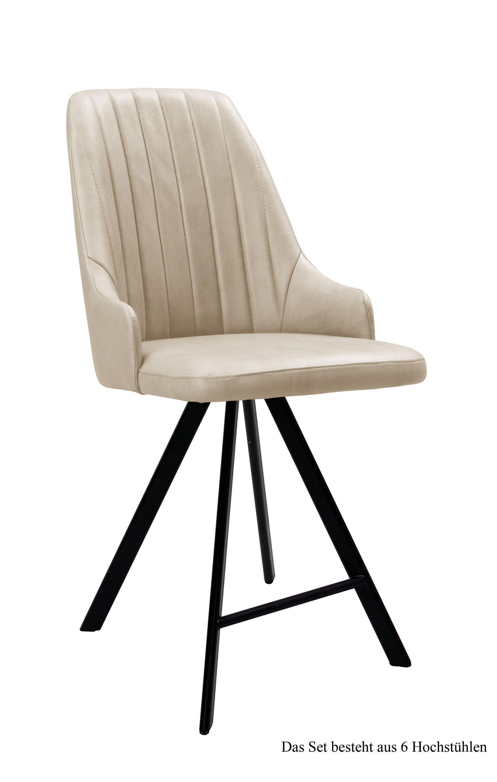 THEKENSTUHL drehbar (6er-Set) Diannah 52x108x60 Schwarz/Natur - Schwarz/Naturfarben, Kunststoff (60/108/52cm) - 58aufmkessel