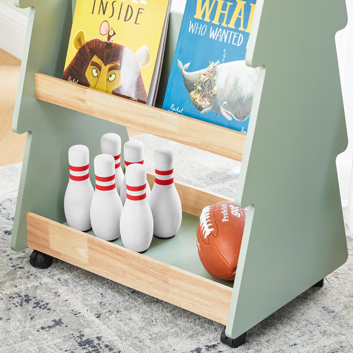KINDERREGAL Grün-Natur - Naturfarben/Grün, Holz/Holzwerkstoff (60/108/42cm) - SoBuy