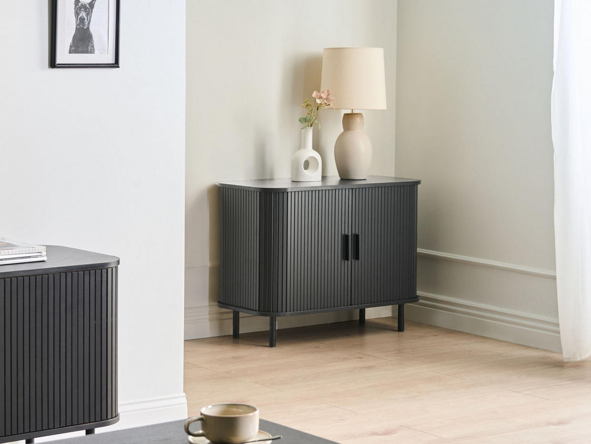 SCHRANK Schwarz Bradley - Schwarz, Holzwerkstoff (80/60/40cm) - Beliani