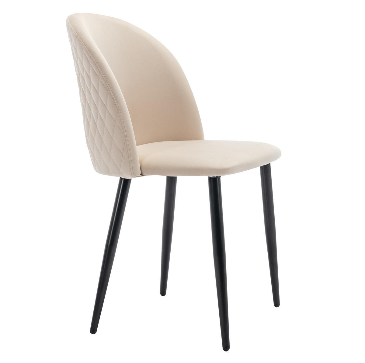 POLSTERSTUHL 2er-Set mit Rückenlehne Samt Beige Metallgestell - Beige, Metall (44/84/47cm) - Meubliv