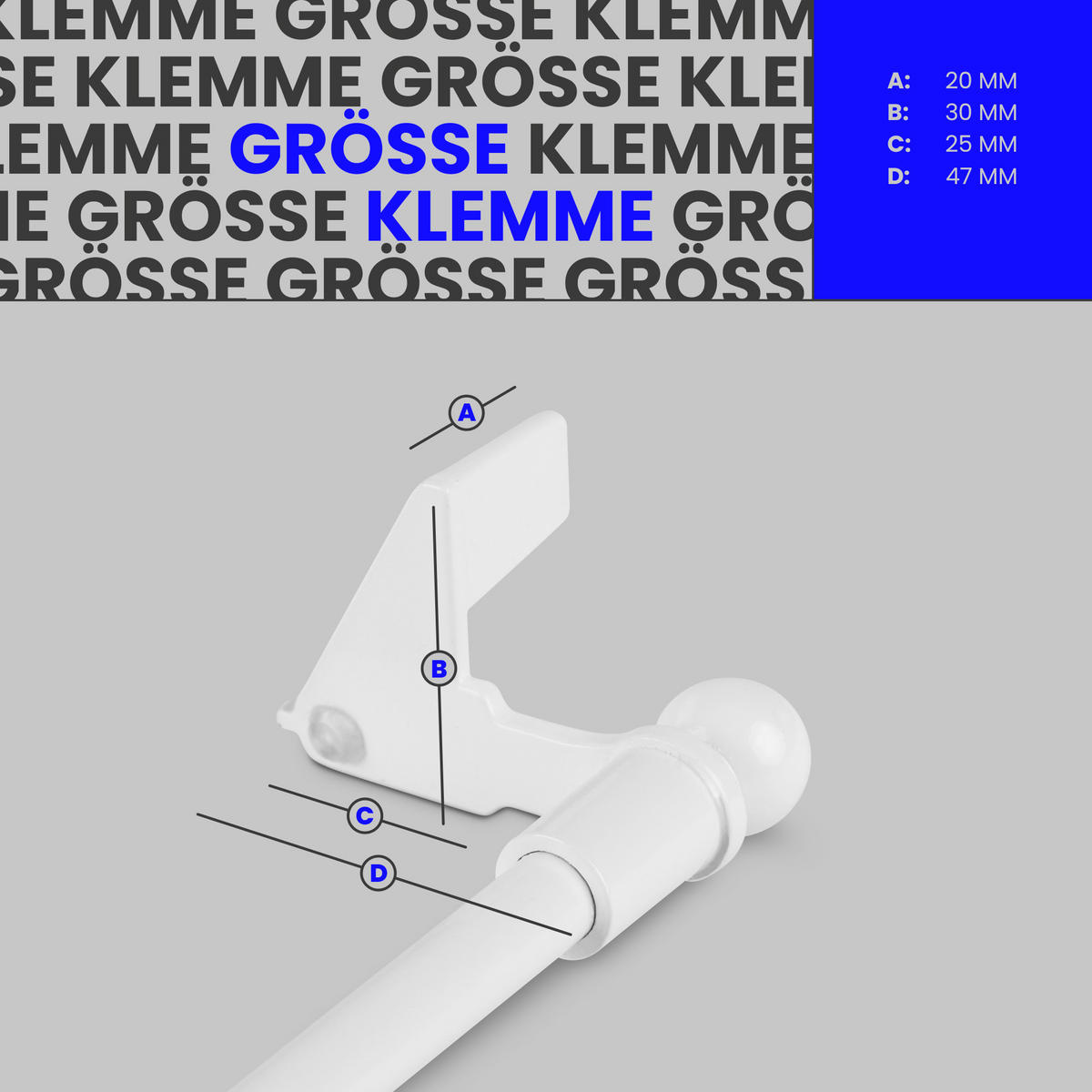 KLEMMSTANGE ausdrehbar/ausziehbar Ø8/10mm Weiß (Globe) 100-130 cm - Weiß, Metall (1/1/130cm) - Bestlivings