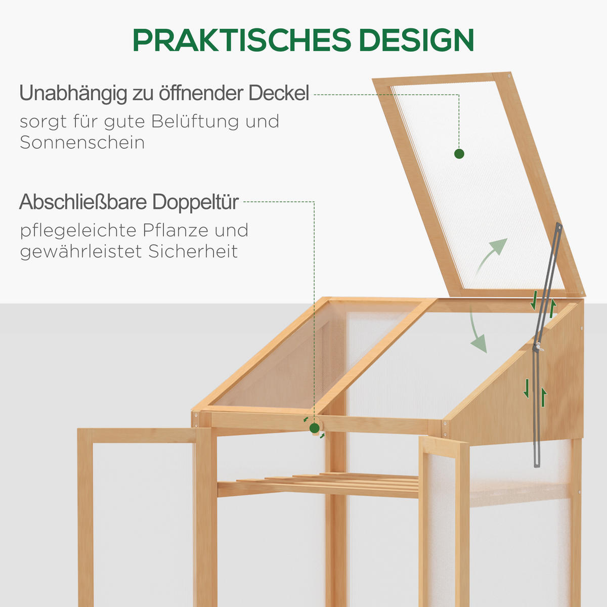 FRÜHBEET aus Holz 70 x 50 x 120 cm - Braun, Holz (50/120/70cm) - Outsunny