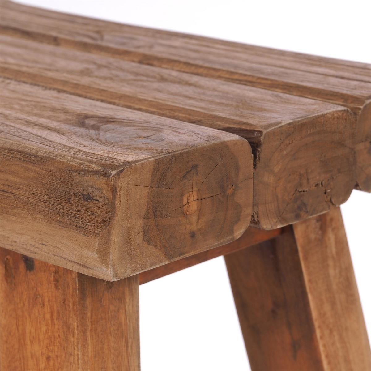 SITZHOCKER Rustic Teakholz massiv 01 natur-vintage - Naturfarben, Holz (42/41/29cm) - DESIGN DELIGHTS