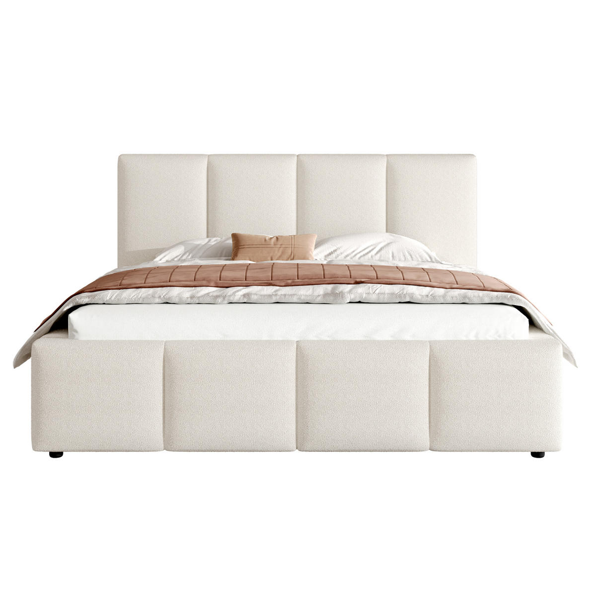 POLSTERBETT mit Lattenrost 180x200 cm Bouclé Beige - Beige, Metall (180/200cm) - Meubliv