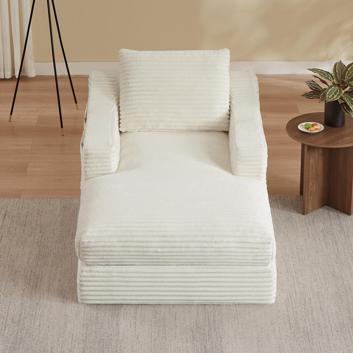 SOFAELEMENT 160/100/85 cm Weiß Cord mit Aufbewahrungstasche - Weiß, Textil (162/68/100cm) - Oxeza