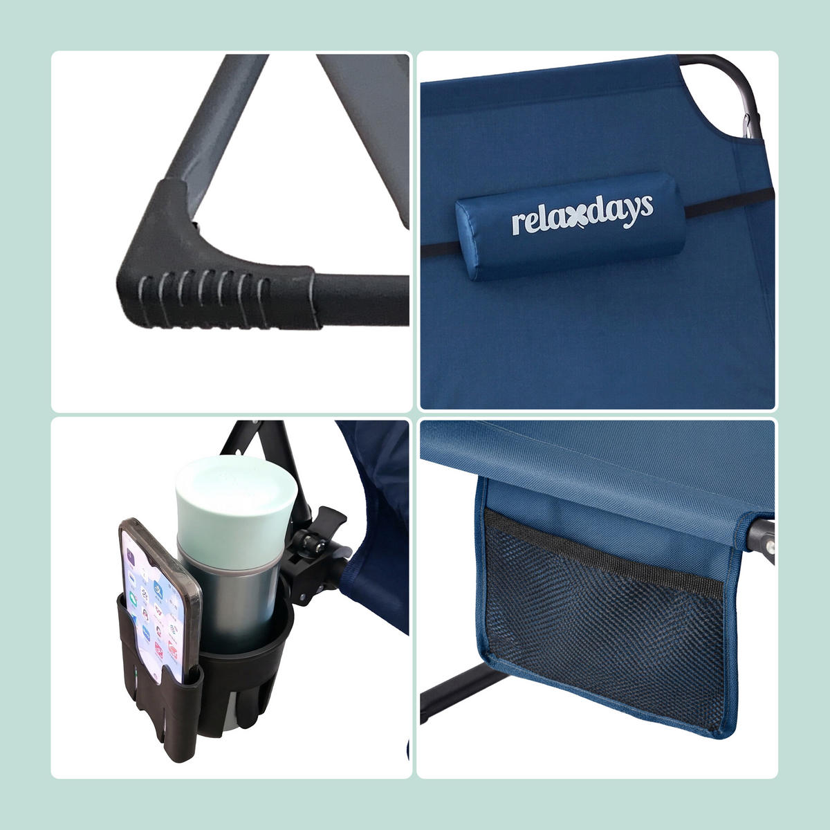 KEMPINGOVÉ lôžko - modrá, kov/textil - Relaxdays